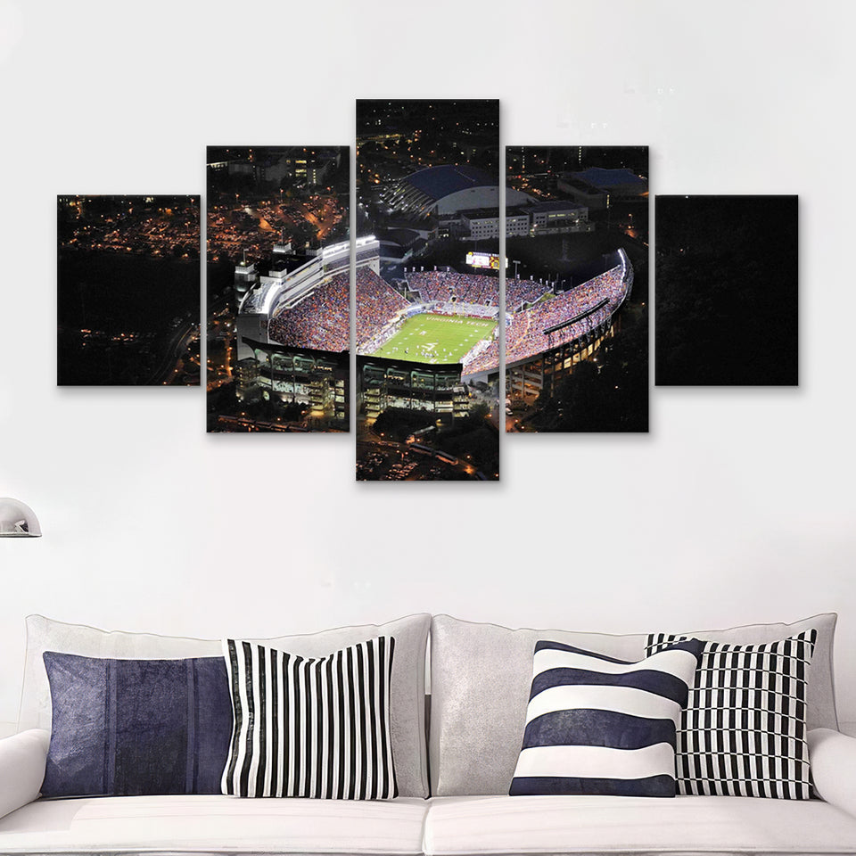 Lane Stadium, Virginia Tech Hokies Stadium 5 Pieces Canvas Prints Wall Art - Painting Canvas, Multi Panel, Fan Gift