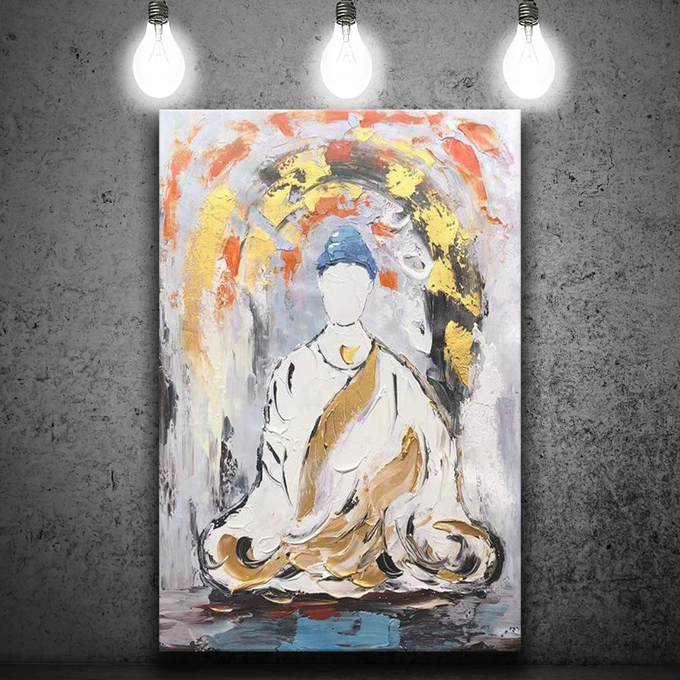 Large Abstract Buddha Oil Painting Canvas Prints Wall Art - Painting Canvas, Wall Decor, Home Decor