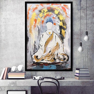 Large Abstract Buddha Oil Painting Framed Art Print Wall Decor - Painting Art, Framed Picture, Home Decor