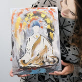 Large Abstract Buddha Oil Painting Canvas Prints Wall Art - Painting Canvas, Wall Decor, Home Decor