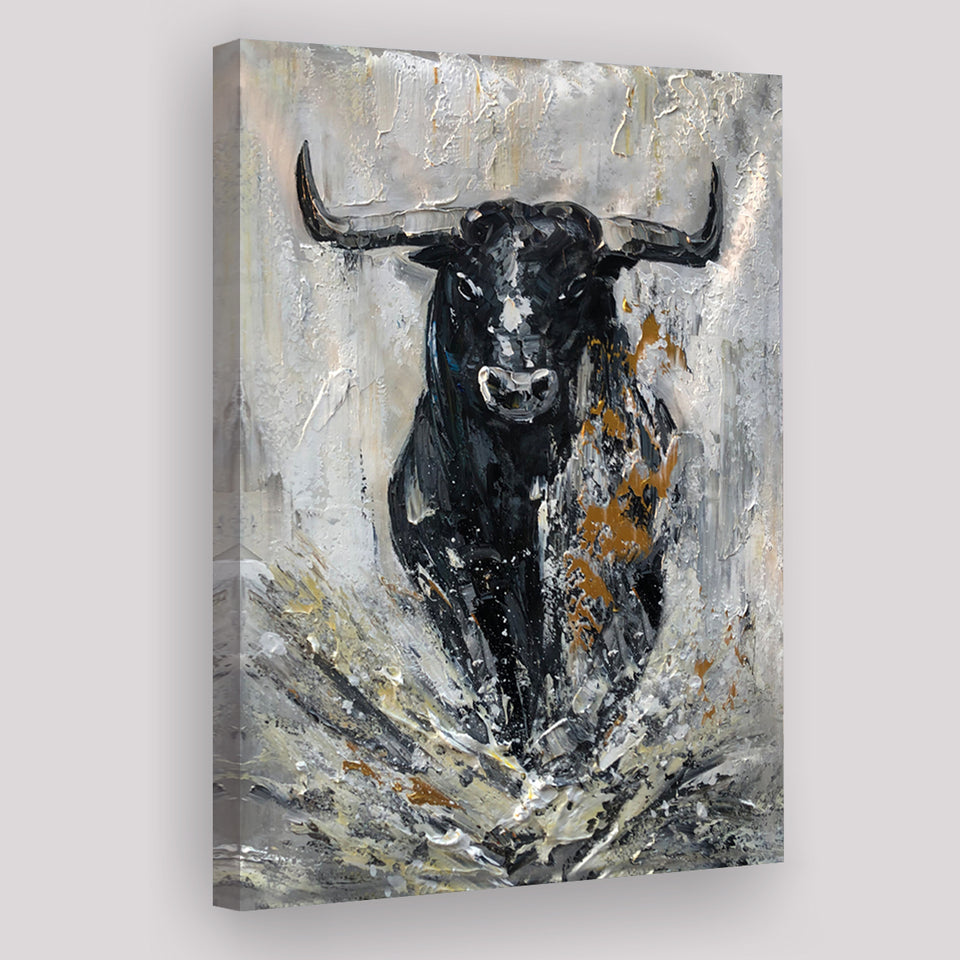 Large Abstract Cow Oil Painting Black And Gray Abstract Canvas Prints Wall Art - Painting Canvas, Wall Decor, Home Decor