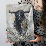 Large Abstract Cow Oil Painting Black And Gray Abstract Canvas Prints Wall Art - Painting Canvas, Wall Decor, Home Decor
