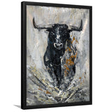 Large Abstract Cow Oil Painting Black And Gray Abstract Framed Art Print Wall Decor - Painting Art, Framed Picture, Home Decor
