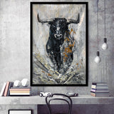 Large Abstract Cow Oil Painting Black And Gray Abstract Framed Art Print Wall Decor - Painting Art, Framed Picture, Home Decor
