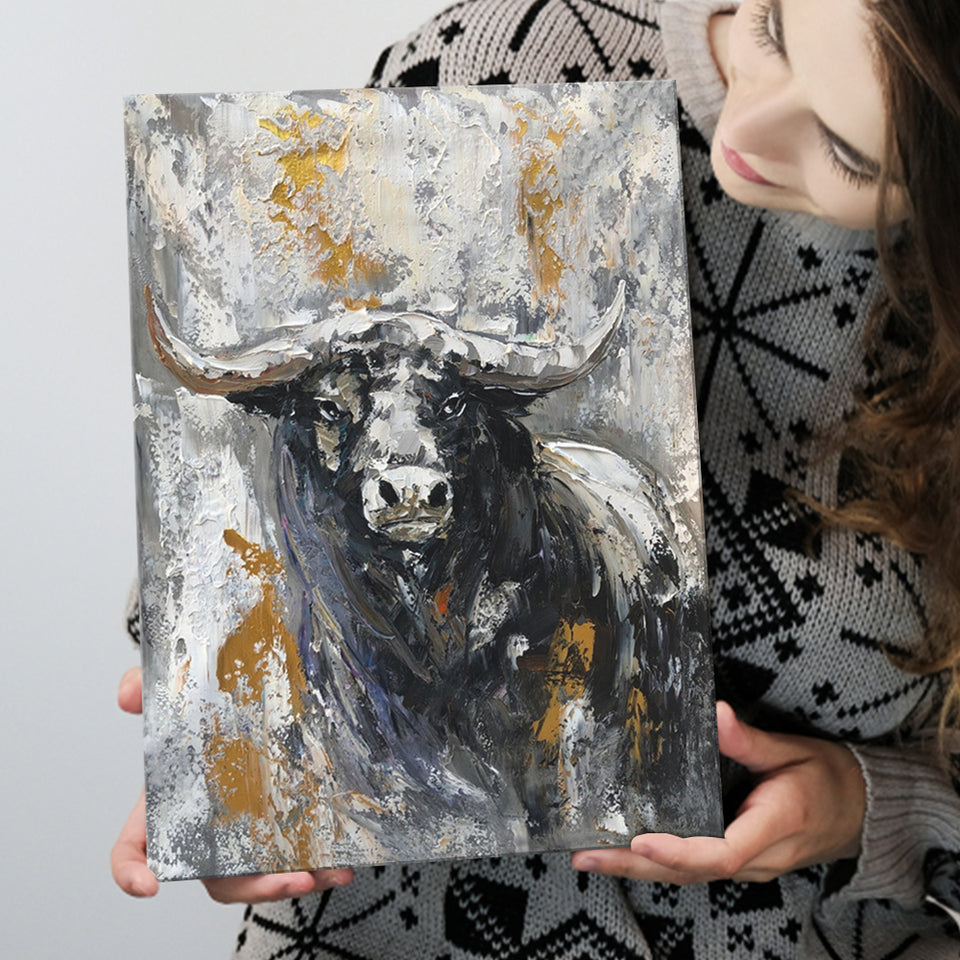 Large Abstract Cow Painting Canvas Prints Wall Art - Painting Canvas, Wall Decor, Home Decor