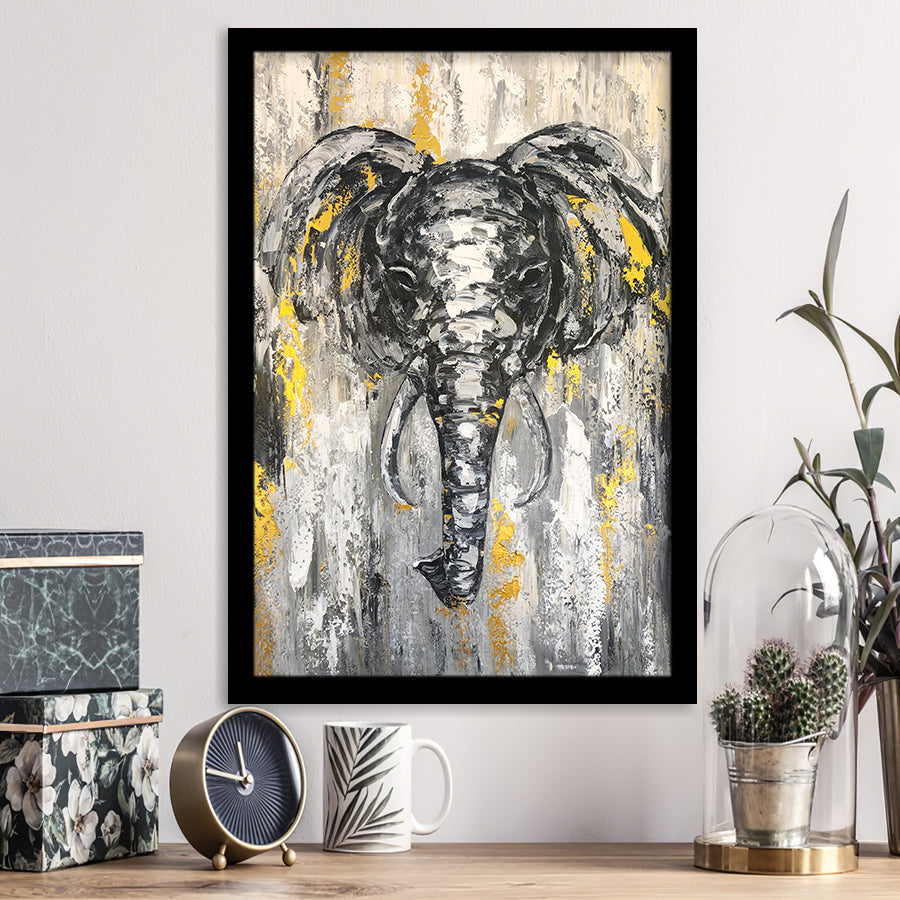 Large Abstract Elephant Painting Modern Abstract Elephant Framed Art Print Wall Decor - Painting Art, Framed Picture, Home Decor