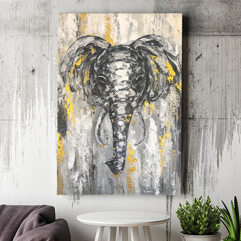 Large Abstract Elephant Painting Modern Abstract Elephant Canvas Print ...