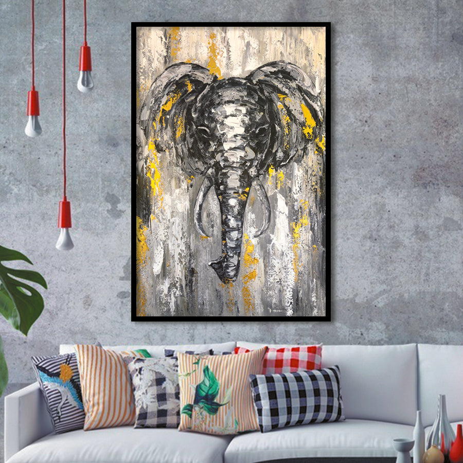 Large Abstract Elephant Painting Modern Abstract Elephant Framed Art Print Wall Decor - Painting Art, Framed Picture, Home Decor