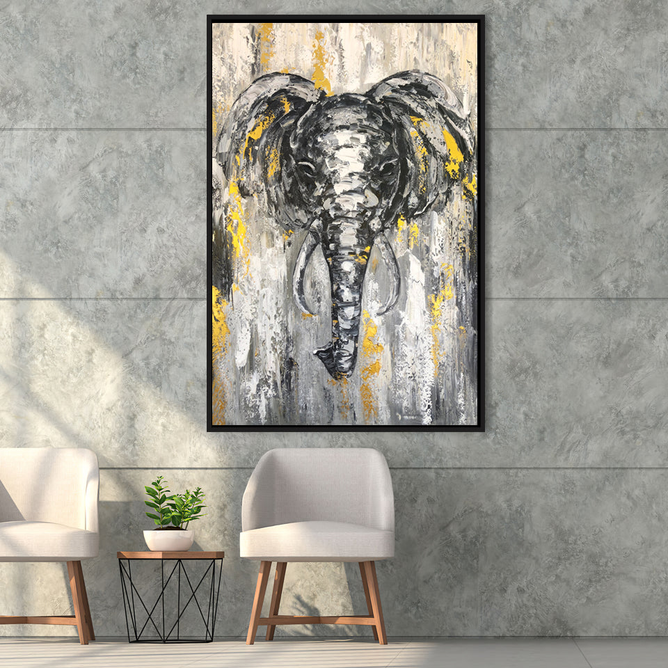 Large Abstract Elephant Painting Modern Abstract Elephant Framed Canvas Prints Wall Art - Painting Canvas, Framed Picture, Home Art Decor