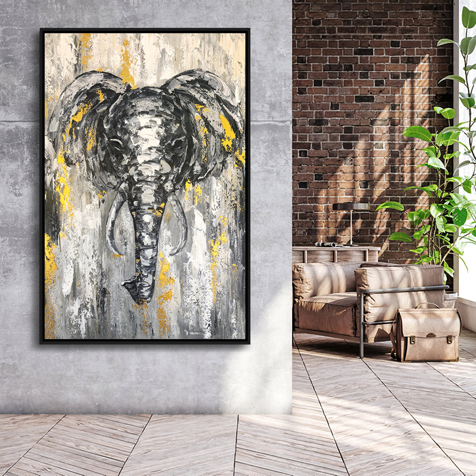 Large Abstract Elephant Painting Modern Abstract Elephant Framed Canvas Prints Wall Art - Painting Canvas, Framed Picture, Home Art Decor