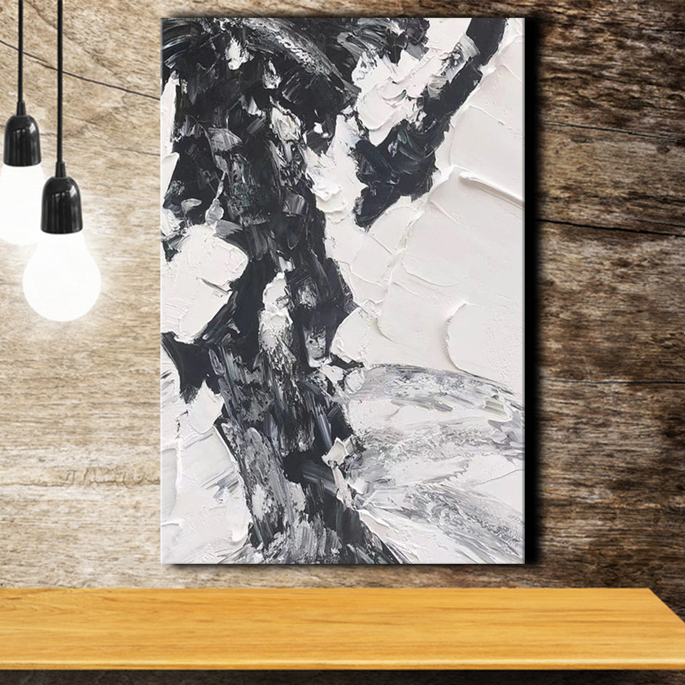 Large Black And White Painting On Canvas Canvas Prints Wall Art - Painting Canvas, Wall Decor, Home Decor