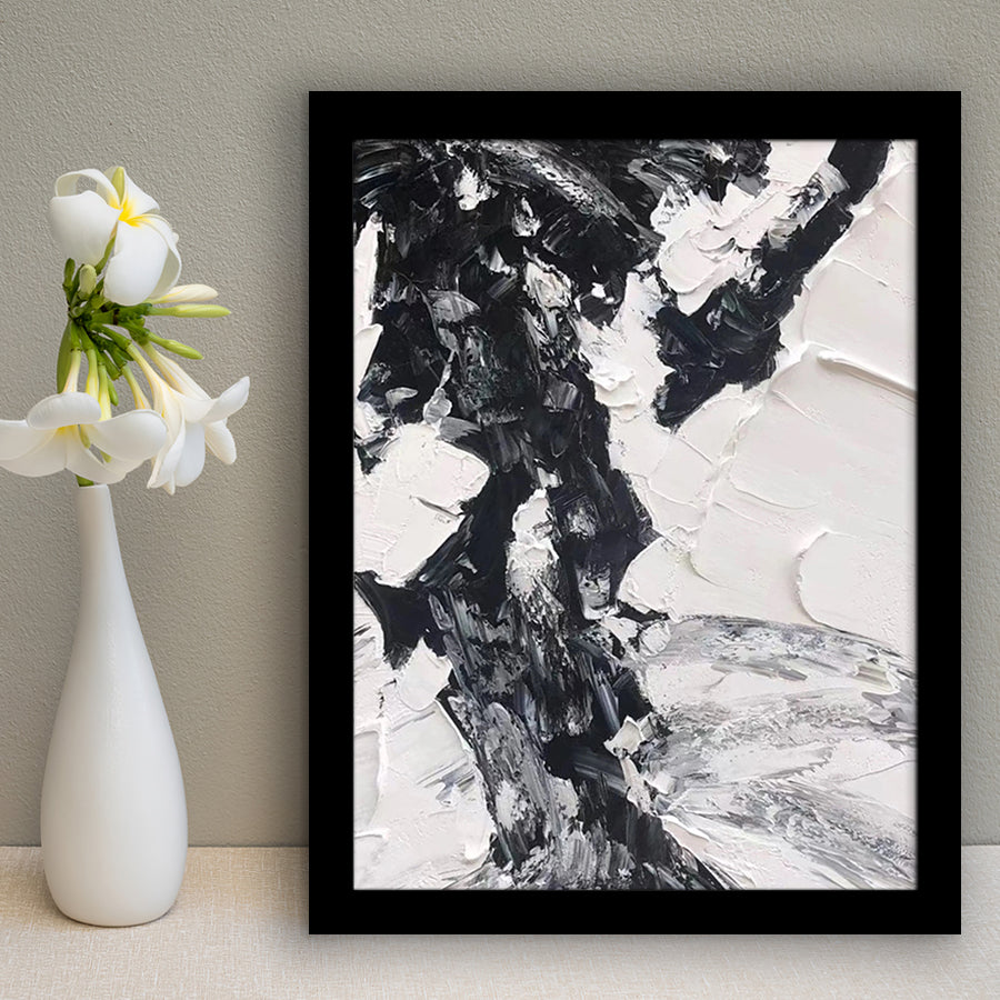 Large Black And White Painting On Framed Art Print Wall Decor - Painting Art, Framed Picture, Home Decor
