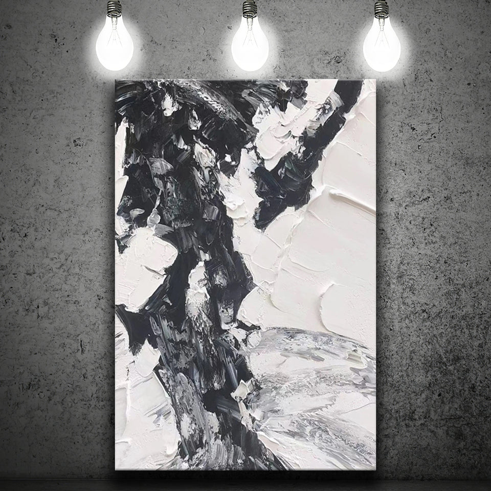 Large Black And White Painting On Canvas Canvas Prints Wall Art - Painting Canvas, Wall Decor, Home Decor