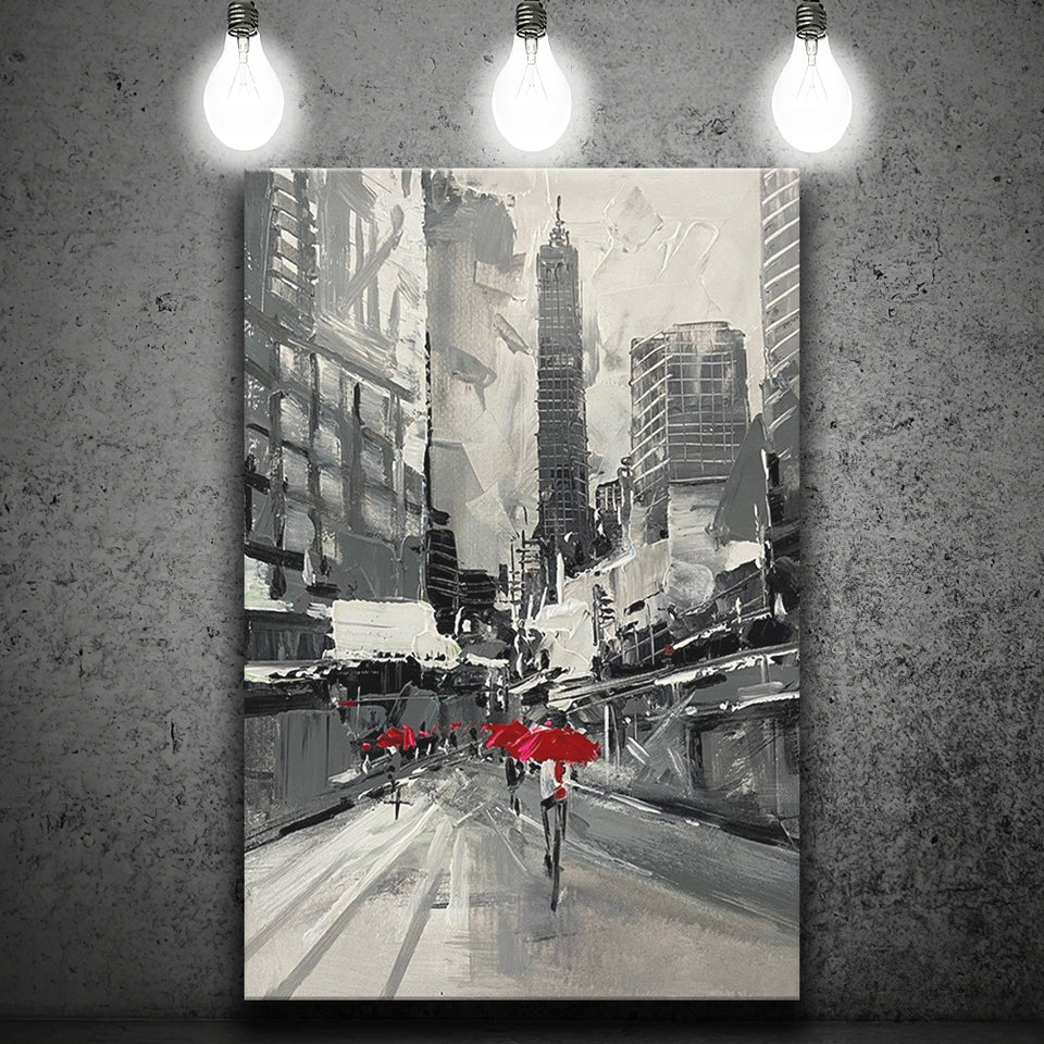 Large City Abstract Painting Art New York Painting Cityscape Canvas Prints Wall Art - Painting Canvas, Wall Decor, Home Decor