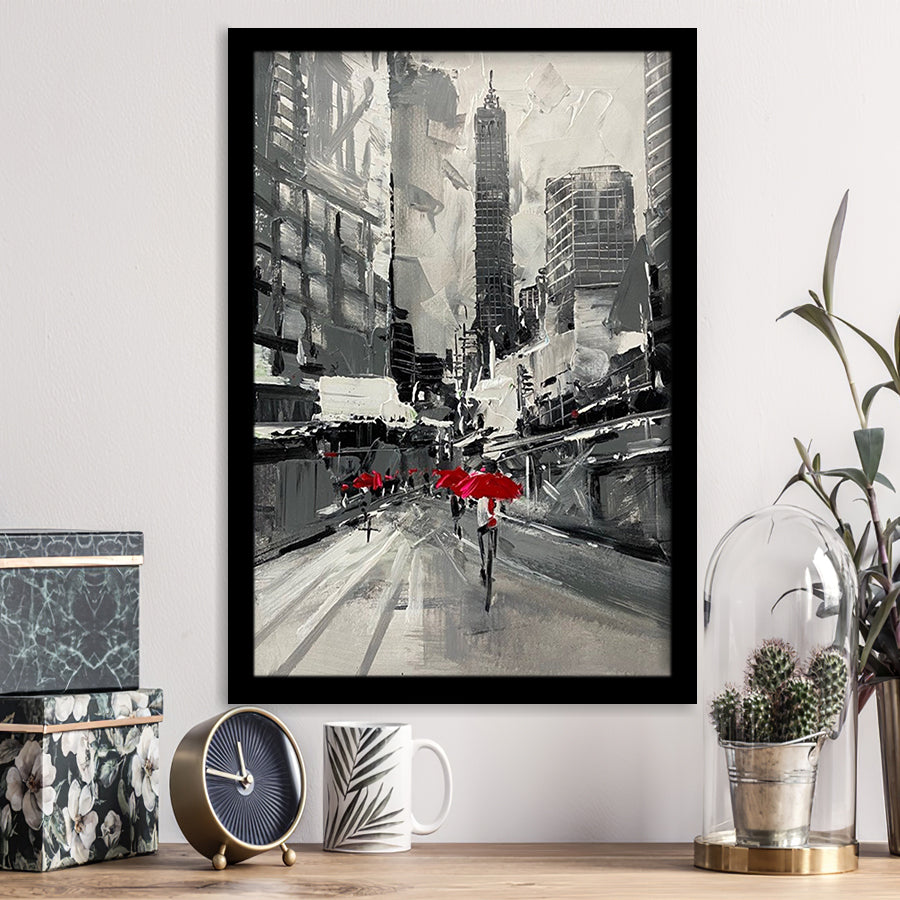 Large City Abstract Painting Art New York Painting Cityscape Framed Art Print Wall Decor - Painting Art, Framed Picture, Home Decor