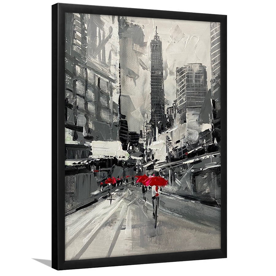 Large City Abstract Painting Art New York Painting Cityscape Framed Art Print Wall Decor - Painting Art, Framed Picture, Home Decor
