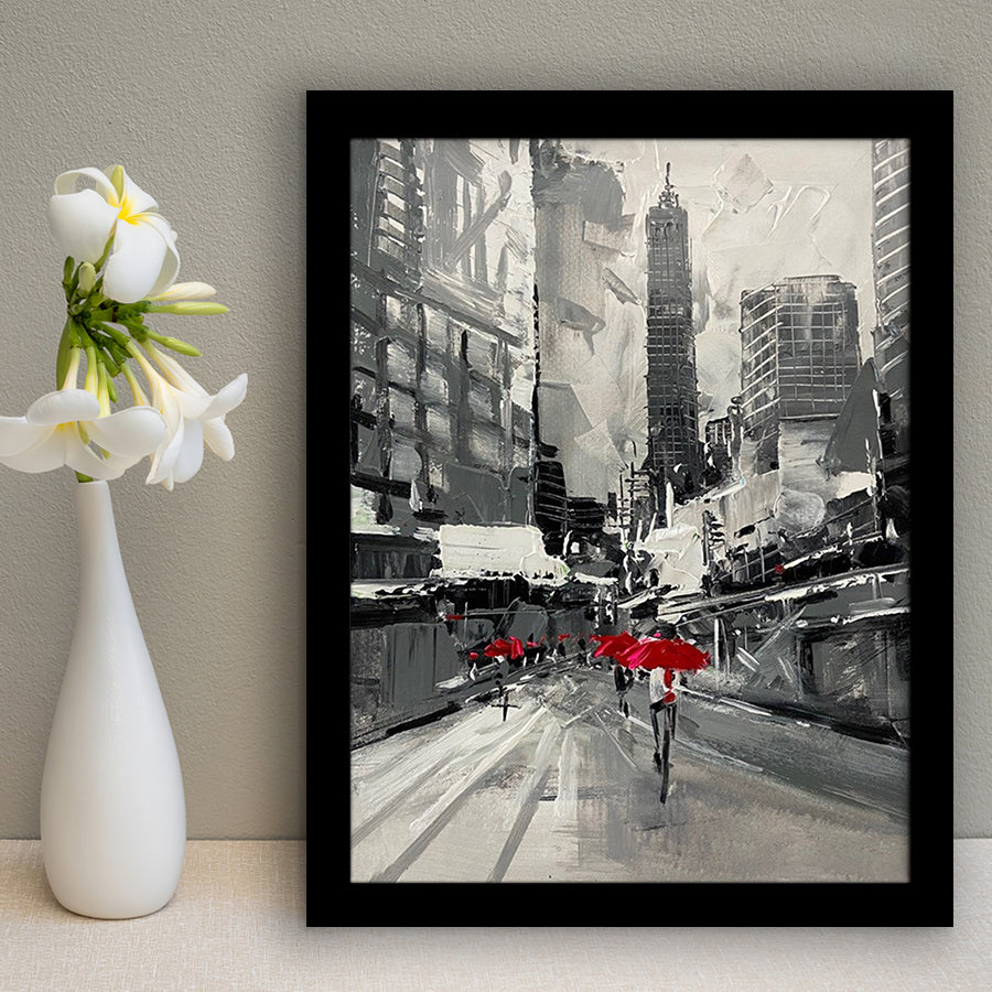 Large City Abstract Painting Art New York Painting Cityscape Framed Art Print Wall Decor - Painting Art, Framed Picture, Home Decor