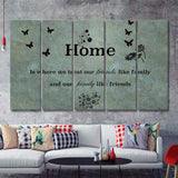 Large Home Quote Family Friends Faded Teal 5 Piece Canvas Prints Wall Art - Painting Prints, Wall Decor,Multi Panels