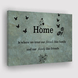 Large Home Quote Family Friends Faded Teal Canvas Prints Wall Art - Painting Prints, Wall Decor, Art Prints