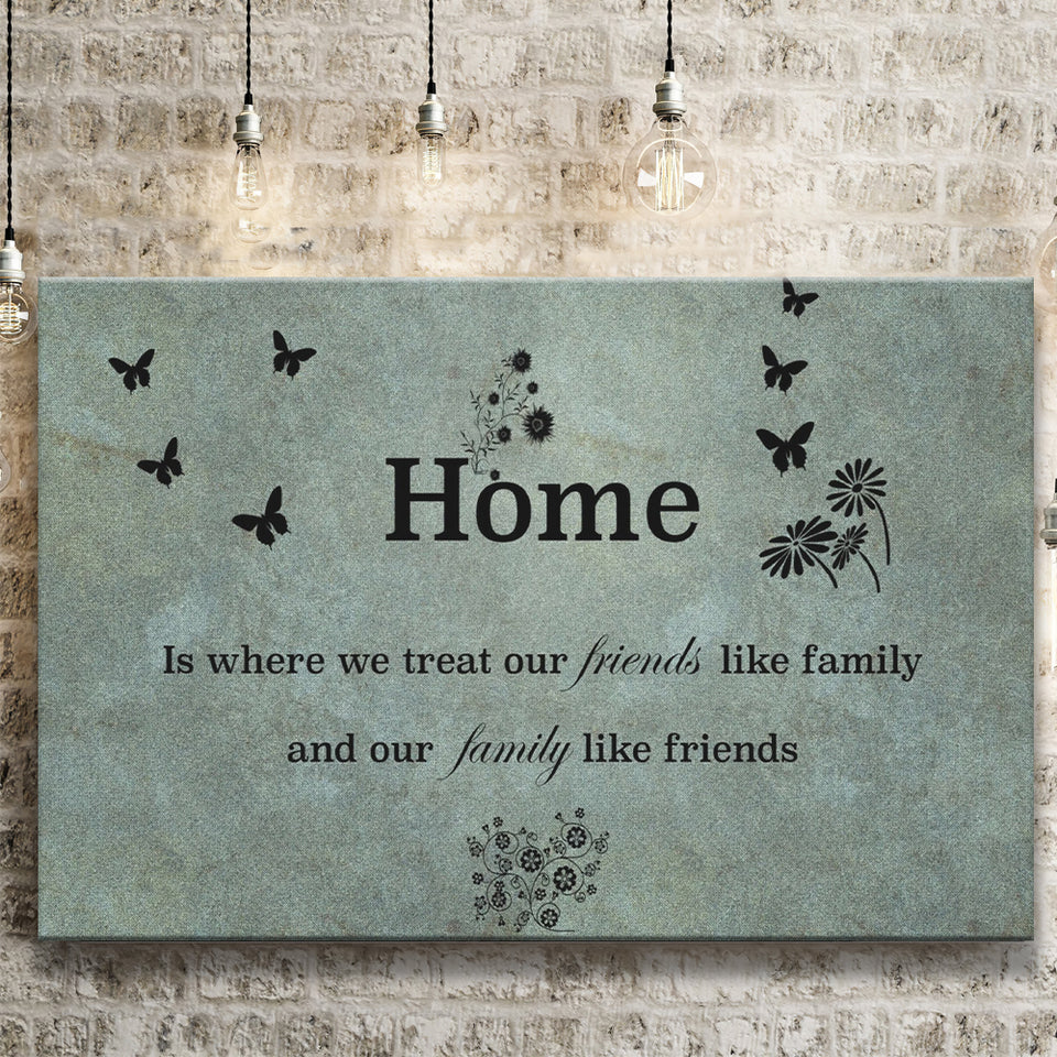 Large Home Quote Family Friends Faded Teal Canvas Prints Wall Art - Painting Prints, Wall Decor, Art Prints