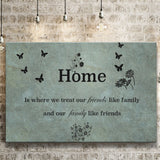 Large Home Quote Family Friends Faded Teal Canvas Prints Wall Art - Painting Prints, Wall Decor, Art Prints