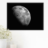 Large Moon Canvas Art, Black and White Moon Photo Framed Canvas Prints Wall Art Decor, Black Floating Frame