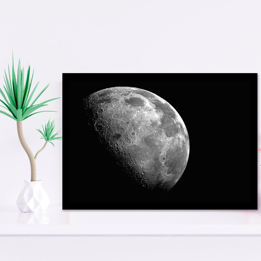Large Moon Art, Black and White Moon Photo Framed Art Prints Wall Art Decor,Black Frame, Ready to hang