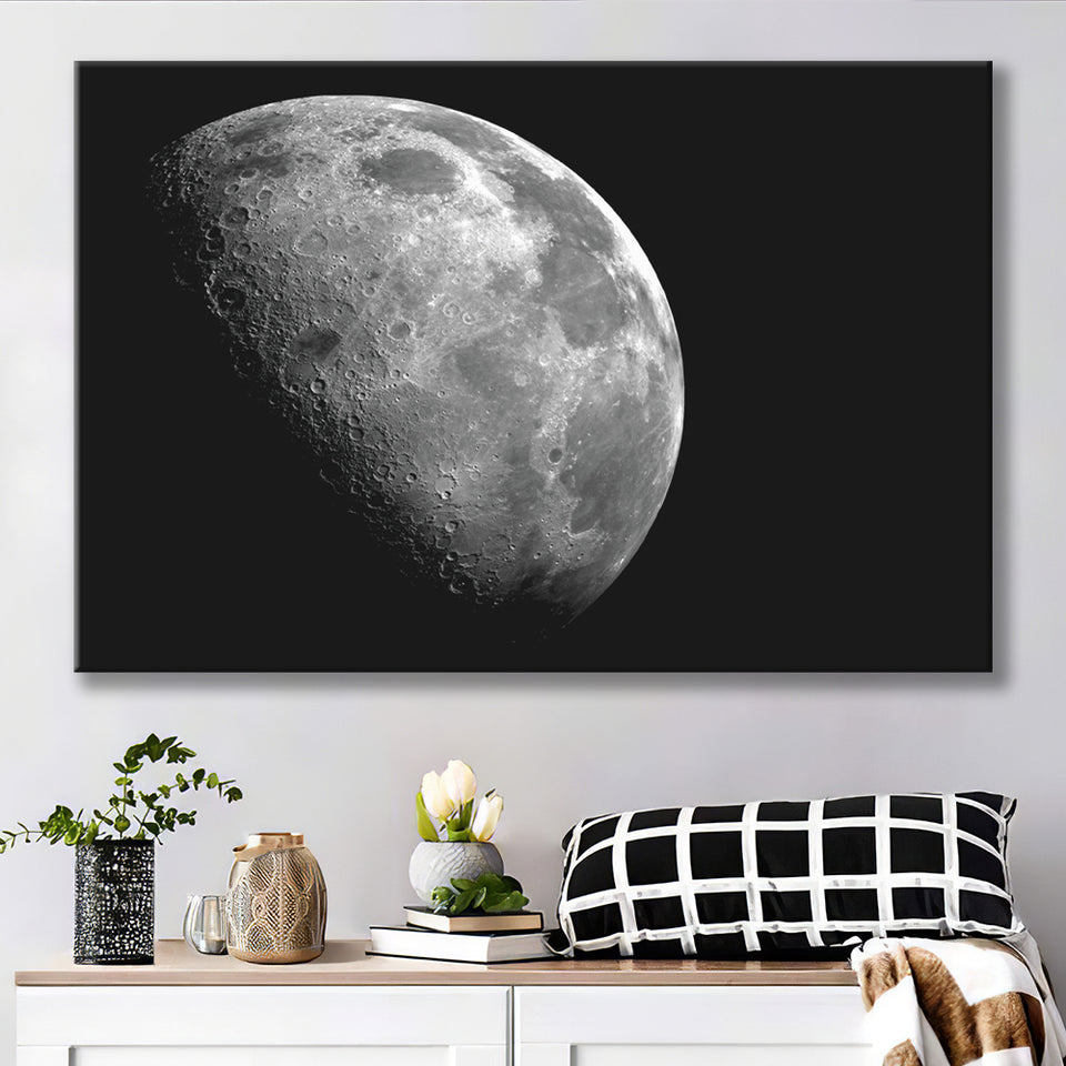 Large Moon Canvas Art, Black and White Moon Photo Canvas Prints Wall Art Home Decor - Painting Canvas, Ready to hang