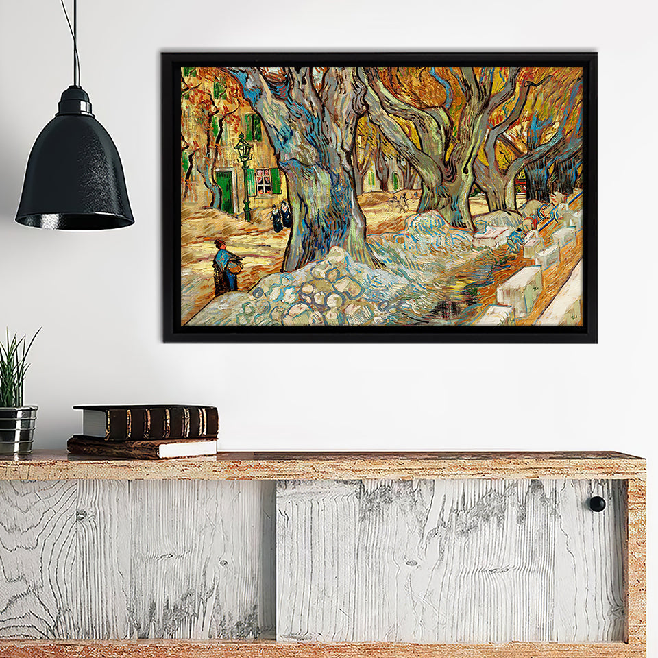 Large Shade Trees By Vincent Van Gogh Framed Canvas Wall Art - Framed Prints, Canvas Prints, Prints for Sale, Canvas Painting