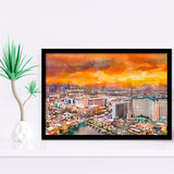 Las Vegas Nevada Usa Skyline Over V1 City Art Watercolor Framed Art Prints Wall Art Decor,Framed Picture