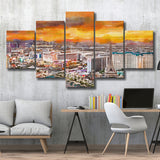 Las Vegas Nevada Usa Skyline Over V1 5 Pieces Mixed Canvas Prints Wall Art Home Decor