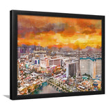 Las Vegas Nevada Usa Skyline Over V1 City Art Watercolor Framed Art Prints Wall Art Decor,Framed Picture