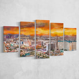 Las Vegas Nevada Usa Skyline Over V1 5 Pieces Mixed Canvas Prints Wall Art Home Decor