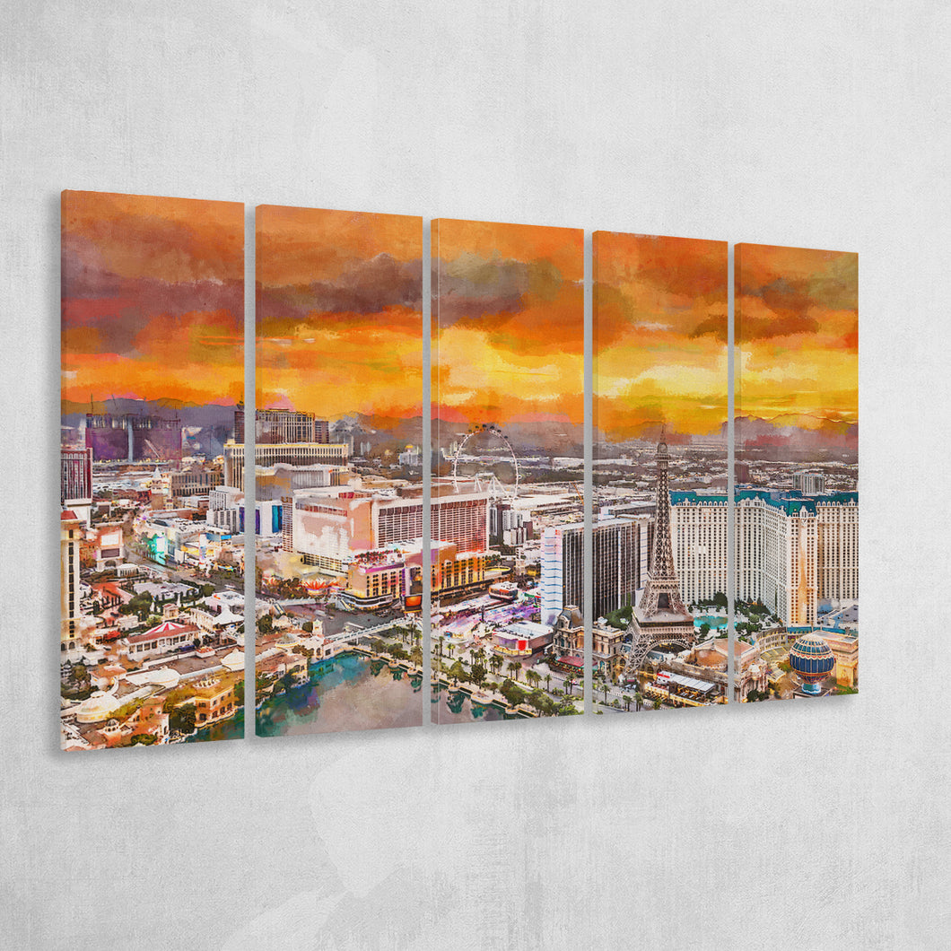 Las Vegas Nevada Usa Skyline Over V1 5 Pieces Extra Large Canvas Prints Wall Art Home Decor