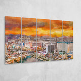 Las Vegas Nevada Usa Skyline Over V1 5 Pieces Extra Large Canvas Prints Wall Art Home Decor