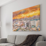 Las Vegas Nevada Usa Skyline Over V1 City Art Watercolor Canvas Prints Wall Art Home Decor, Large Canvas