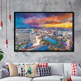 Las Vegas Nevada Usa Skyline Over V3 City Art Watercolor Framed Art Prints Wall Art Decor,Framed Picture