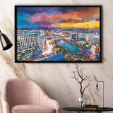 Las Vegas Nevada Usa Skyline Over V3 City Art Watercolor Framed Canvas Prints Wall Art Home Decor,Floating Frame