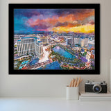 Las Vegas Nevada Usa Skyline Over V3 City Art Watercolor Framed Art Prints Wall Art Decor,Framed Picture