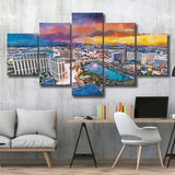 Las Vegas Nevada Usa Skyline Over V3 5 Pieces Mixed Canvas Prints Wall Art Home Decor