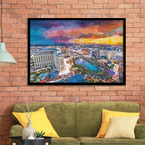 Las Vegas Nevada Usa Skyline Over V3 City Art Watercolor Framed Art Prints Wall Art Decor,Framed Picture