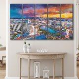 Las Vegas Nevada Usa Skyline Over V3 5 Pieces Extra Large Canvas Prints Wall Art Home Decor