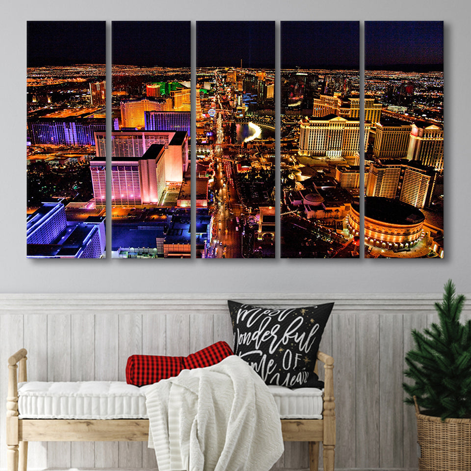 Las Vegas, Las Vegas Skyline 5 Panels B,Large Canvas,Canvas Prints Wal –  UnixCanvas
