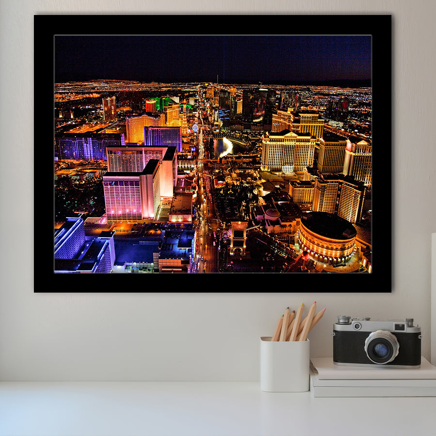 Las Vegas, Las Vegas Skyline Framed Art Prints Wall Art Decor,Black Frame, Ready to hang