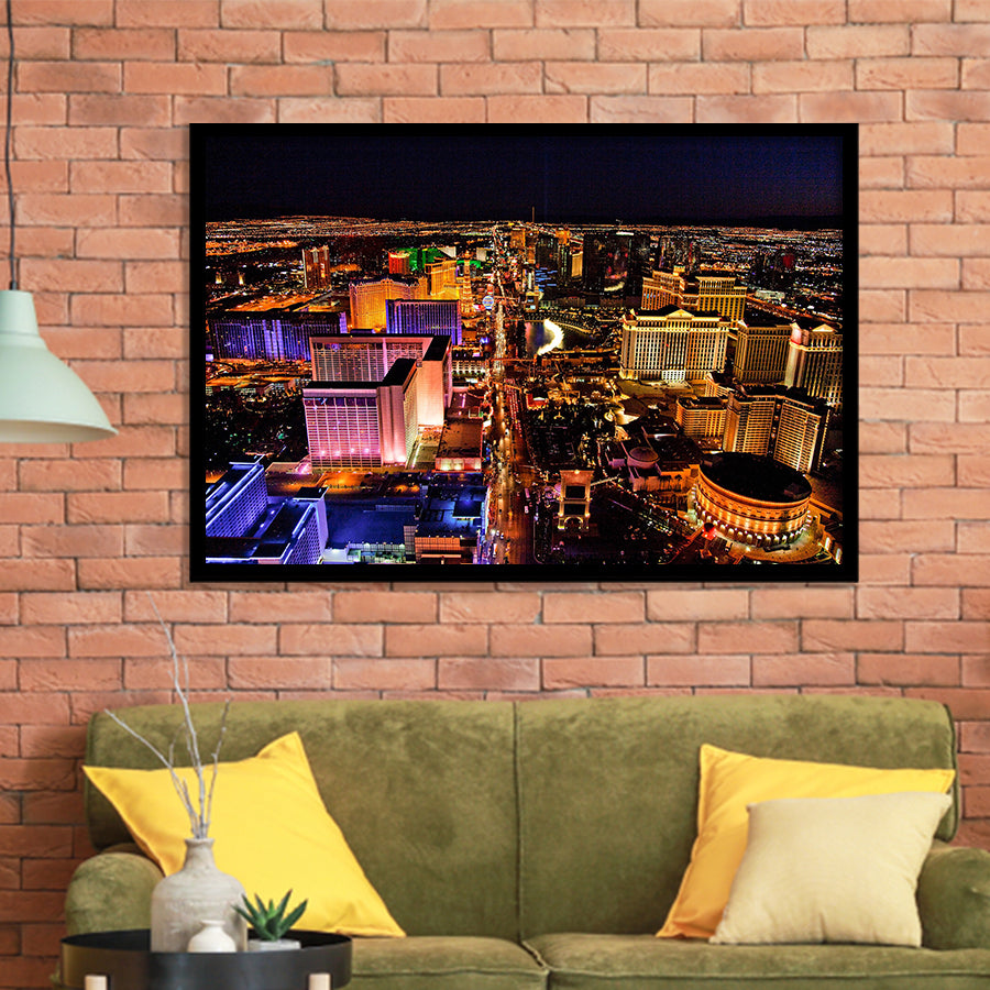 Las Vegas, Las Vegas Skyline Framed Art Prints Wall Art Decor,Black Frame, Ready to hang