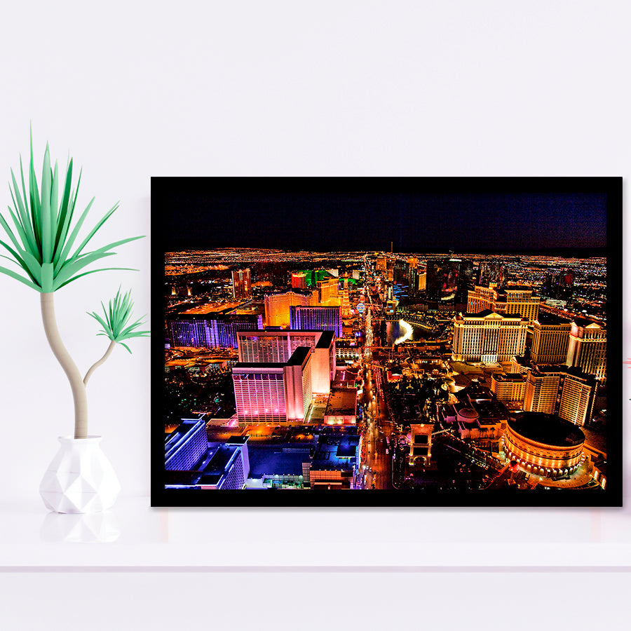 Las Vegas, Las Vegas Skyline Framed Art Prints Wall Art Decor,Black Frame, Ready to hang
