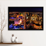 Las Vegas, Las Vegas Skyline Framed Canvas Prints Wall Art Decor, Black Floating Frame