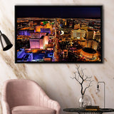 Las Vegas, Las Vegas Skyline Framed Canvas Prints Wall Art Decor, Black Floating Frame