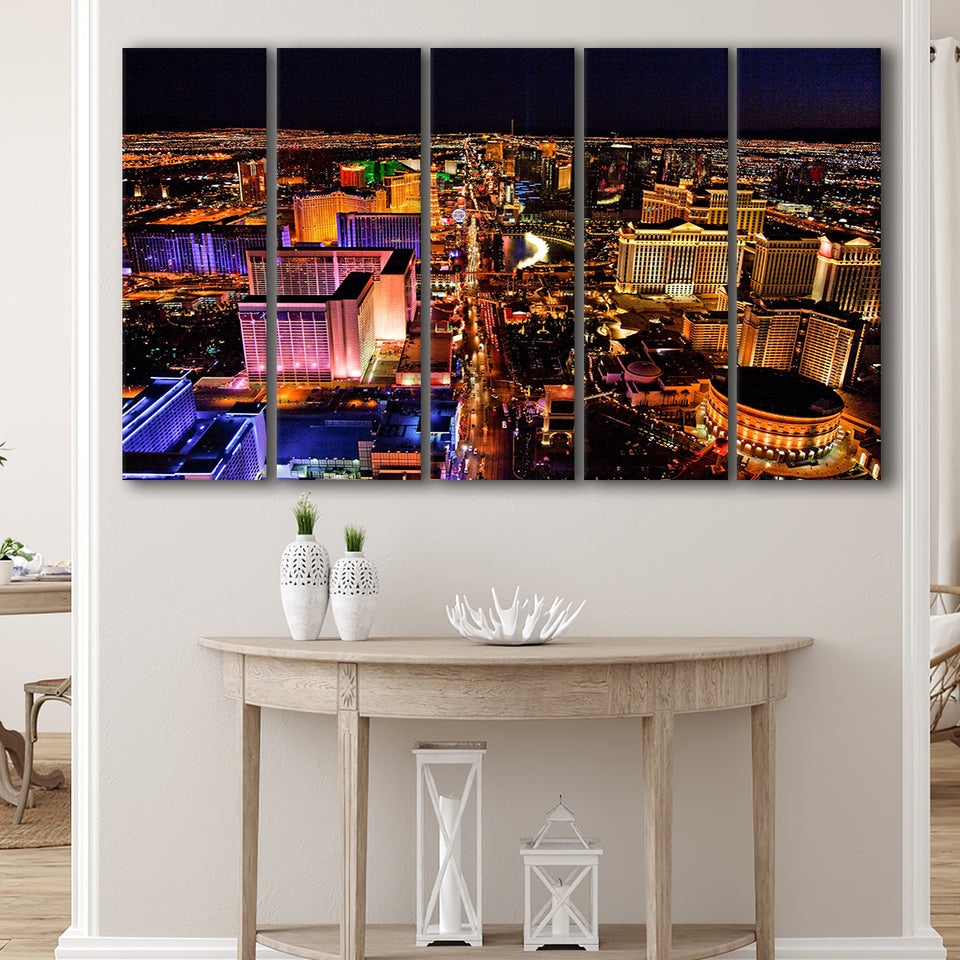 Las Vegas, Las Vegas Skyline 5 Panels B,Large Canvas,Canvas Prints