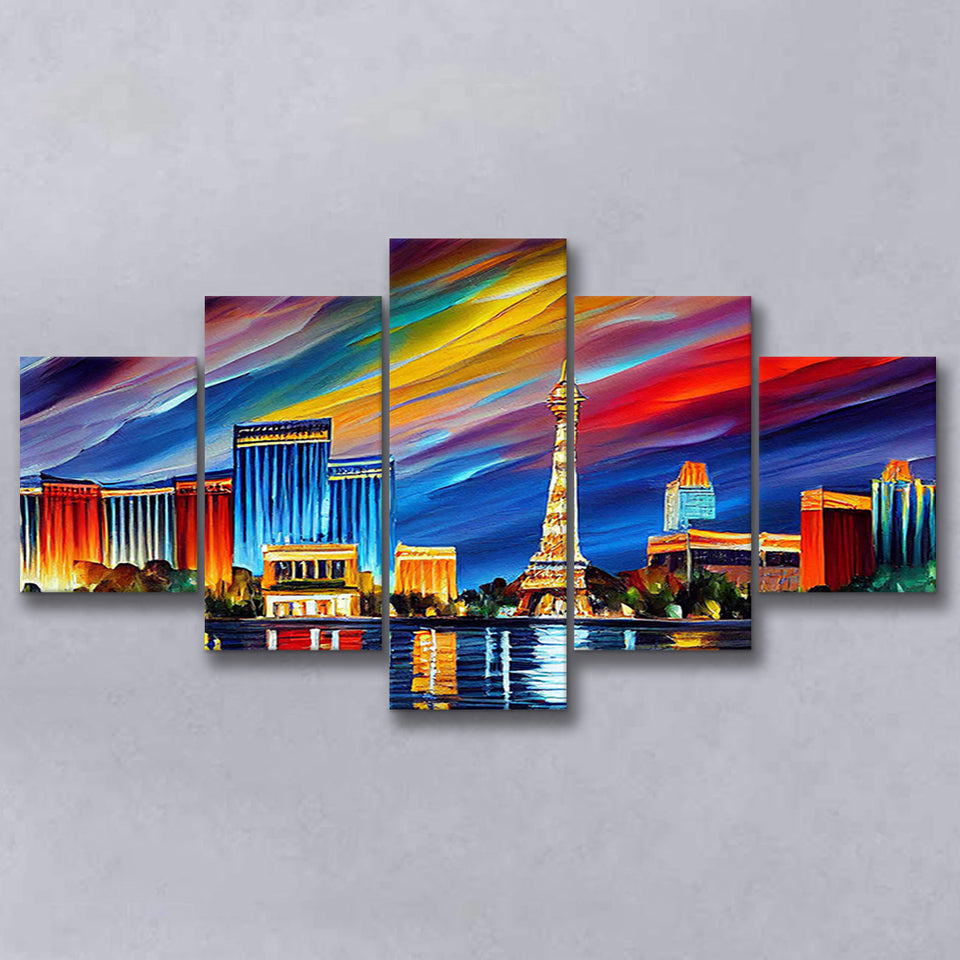 Las Vegas Trip Canvas Painting - 5 Panel Canvas Large Wall Art For Liv -  Ducicanvas